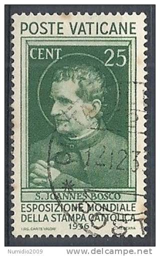 1936 VATICANO USATO STAMPA CATTOLICA 25 CENT - RR10291 - Gebraucht