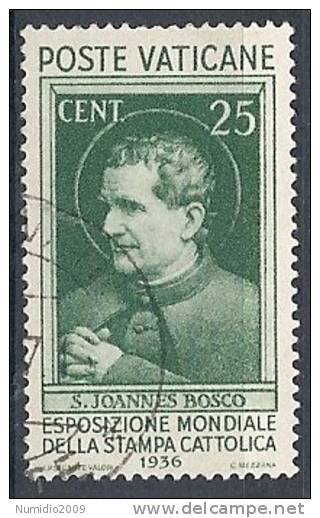 1936 VATICANO USATO STAMPA CATTOLICA 25 CENT - RR10291-2 - Oblitérés