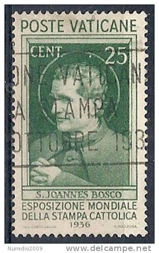 1936 VATICANO USATO STAMPA CATTOLICA 25 CENT - RR10291-3 - Oblitérés