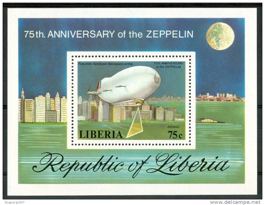 1978 Liberia Zeppelin Aerostati Balloons Aerostat Block MNH** C148 - Zeppelin