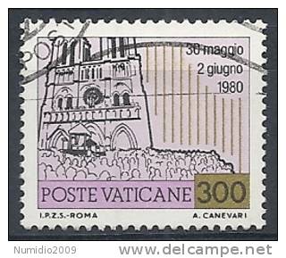 1981 VATICANO USATO I VIAGGI DEL PAPA GIOVANNI PAOLO II 300 LIRE - RR10302 - Used Stamps