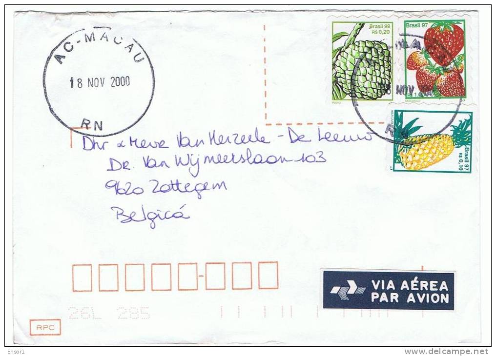 Brazilië - Aérea - 18 -11-2000 - Fruit - AC Macau - Airmail