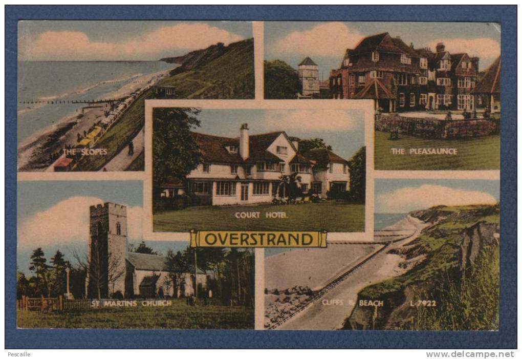 NORFOLK - CP OVERSTRAND - 5 VIEWS - COLLO COLOUR 4049 V STYLE POSTCARD - VALENTINE & SONS LTD - Sonstige & Ohne Zuordnung