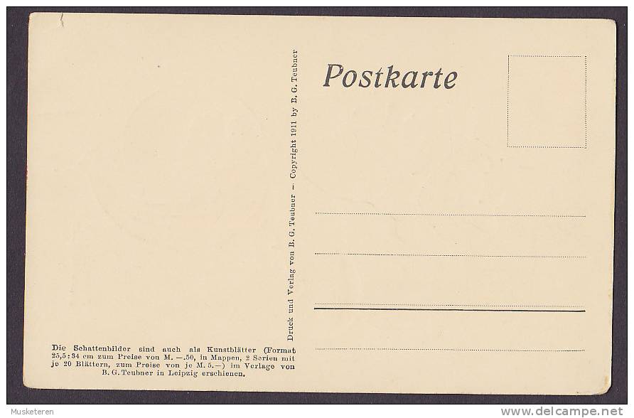 Germany PPC Silhouette 1911 Diefenbach : Göttl. Jugend 11. Bl. 23 Verlag B.G. Teubner (2 Scans) - Scherenschnitt - Silhouette