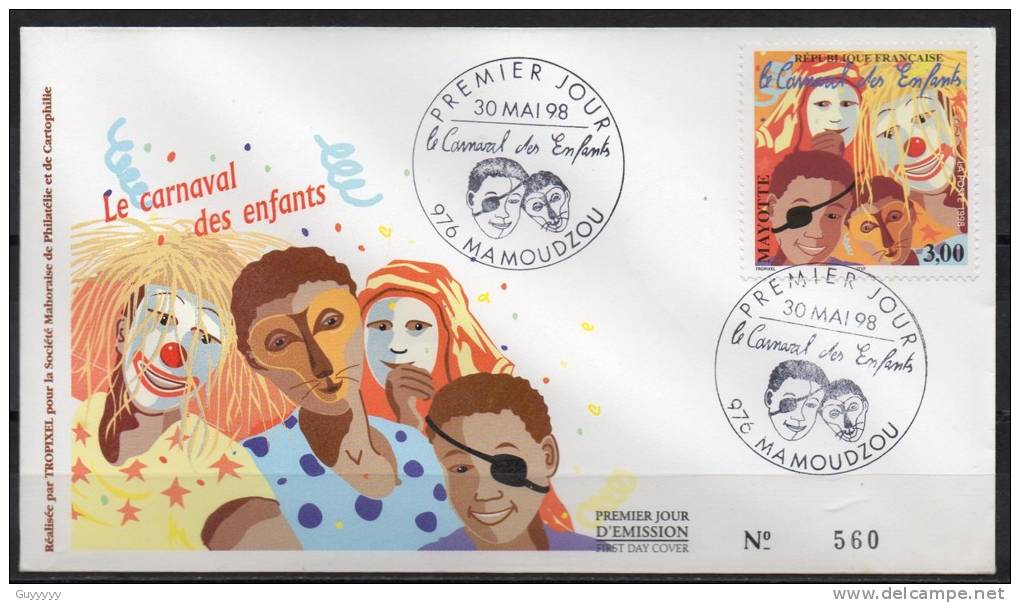 Mayotte - 1998 - FDC - Le Carnaval Des Enfants - Brieven En Documenten