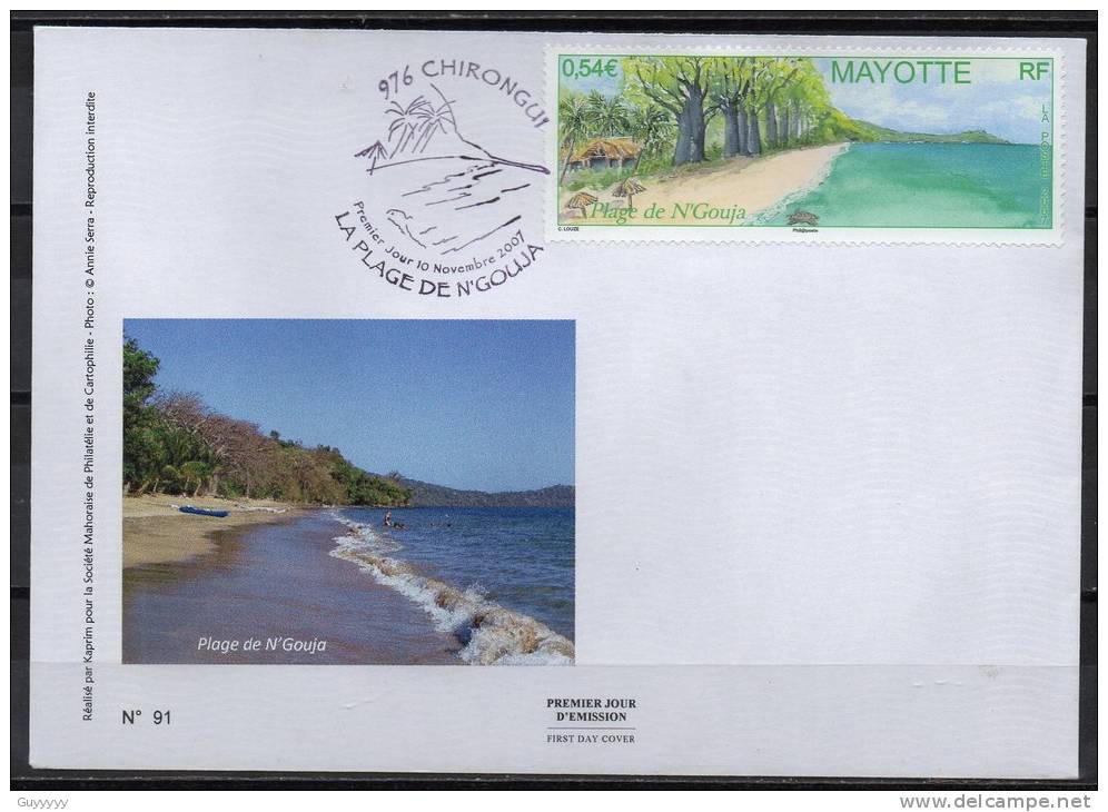 Mayotte - 2007 - FDC - La Plage De N'Gouja - Briefe U. Dokumente