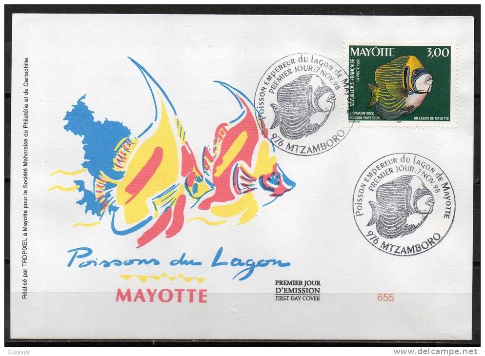 Mayotte - 1998 - FDC - Poisson Empereur Du Lagon De Mayotte - Brieven En Documenten