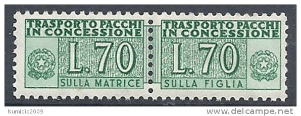 1955-81 ITALIA PACCHI IN CONCESSIONE STELLA 70 LIRE MNH ** - RR10319-4 - Pacchi In Concessione