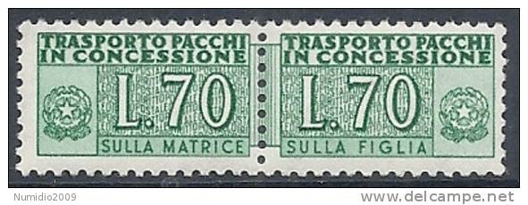 1955-81 ITALIA PACCHI IN CONCESSIONE STELLA 70 LIRE MNH ** - RR10319-5 - Pacchi In Concessione