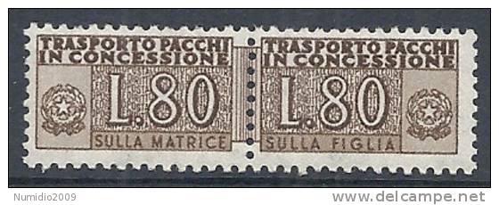 1955-81 ITALIA PACCHI IN CONCESSIONE STELLA 80 LIRE MNH ** - RR10324 - Consigned Parcels