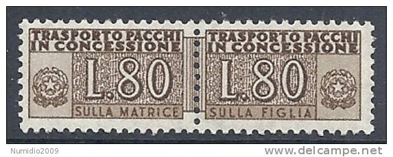1955-81 ITALIA PACCHI IN CONCESSIONE STELLA 80 LIRE MNH ** - RR10324-2 - Consigned Parcels