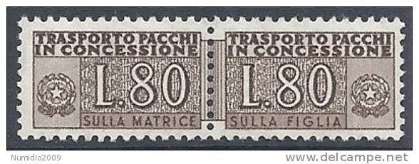 1955-81 ITALIA PACCHI IN CONCESSIONE STELLA 80 LIRE MNH ** - RR10325-5 - Consigned Parcels