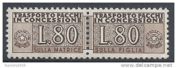 1955-81 ITALIA PACCHI IN CONCESSIONE STELLA 80 LIRE MNH ** - RR10326 - Consigned Parcels