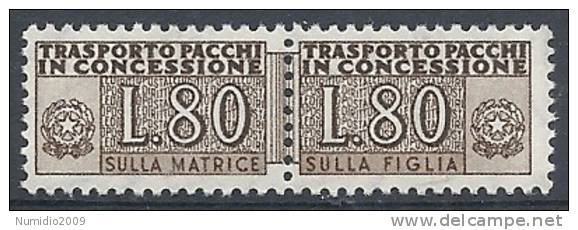 1955-81 ITALIA PACCHI IN CONCESSIONE STELLA 80 LIRE MNH ** - RR10327-4 - Consigned Parcels
