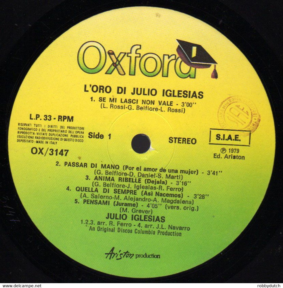 * LP *  L'ORO DI JULIO IGLESIAS (Italy 1979) - Otros - Canción Española