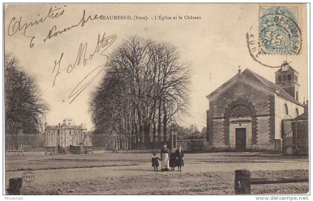 CPA 27 - Beaumesnil - L'Eglise Et Le Château - Beaumesnil