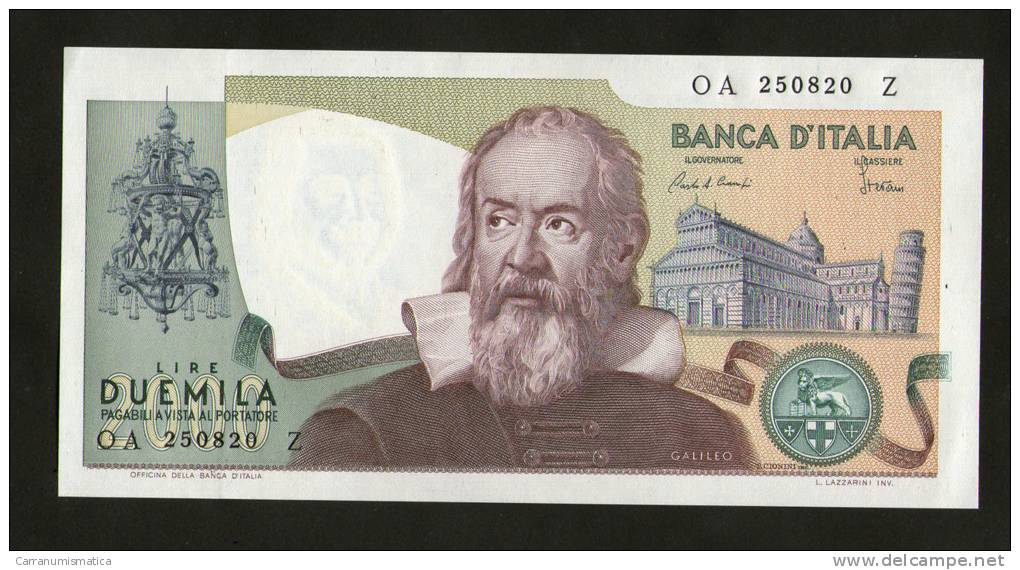 ITALIA - 2000 Lire GALILEO - Repubblica Italiana (Firme: Ciampi / Stevani) FDS - 2000 Lire