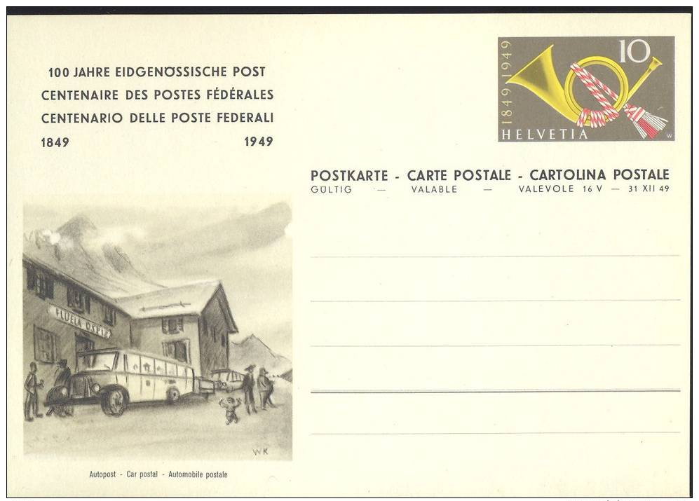 CARTE POSTALE AUTOMOBILE POSTE - Entiers Postaux