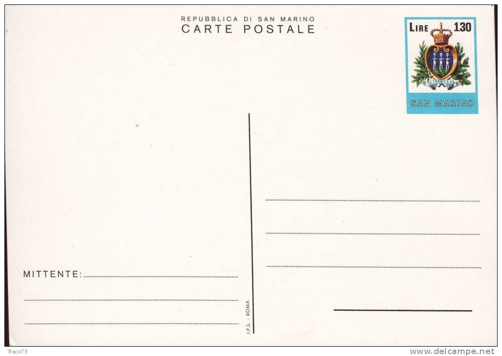 SAN MARINO /   Card_ Cartolina Postale Da Lire 130 - Interi Postali