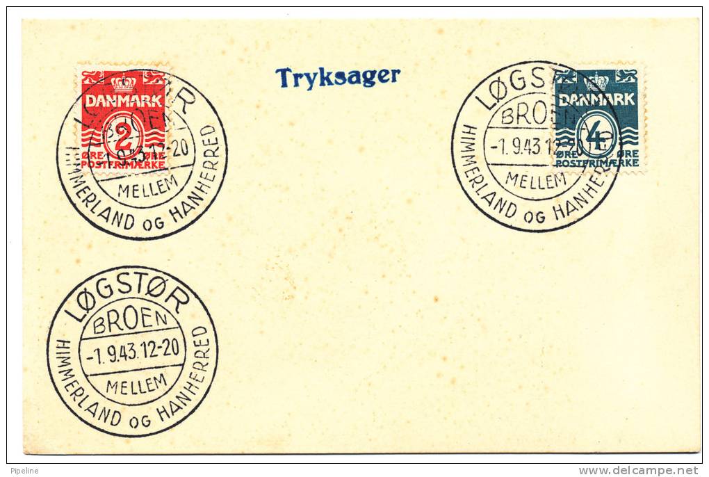 Denmark Card Lögstör The Bridge Between Himmerland And Hanherred 1-9-1943 - Brieven En Documenten