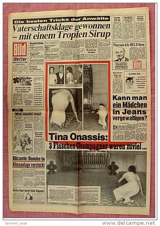 BILD-Zeitung Vom 26. Juni 1980 : O. W. Fischers Partnerin Tot - Tina Onassis Nach 3 Flaschen Champagner - Autres & Non Classés