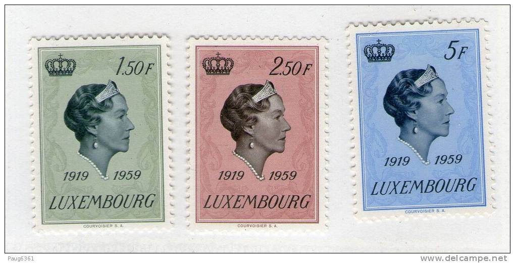 LUXEMBOURG 1959 CHARLOTTE  YVERT N°559/61 NEUF MNH** - Unused Stamps