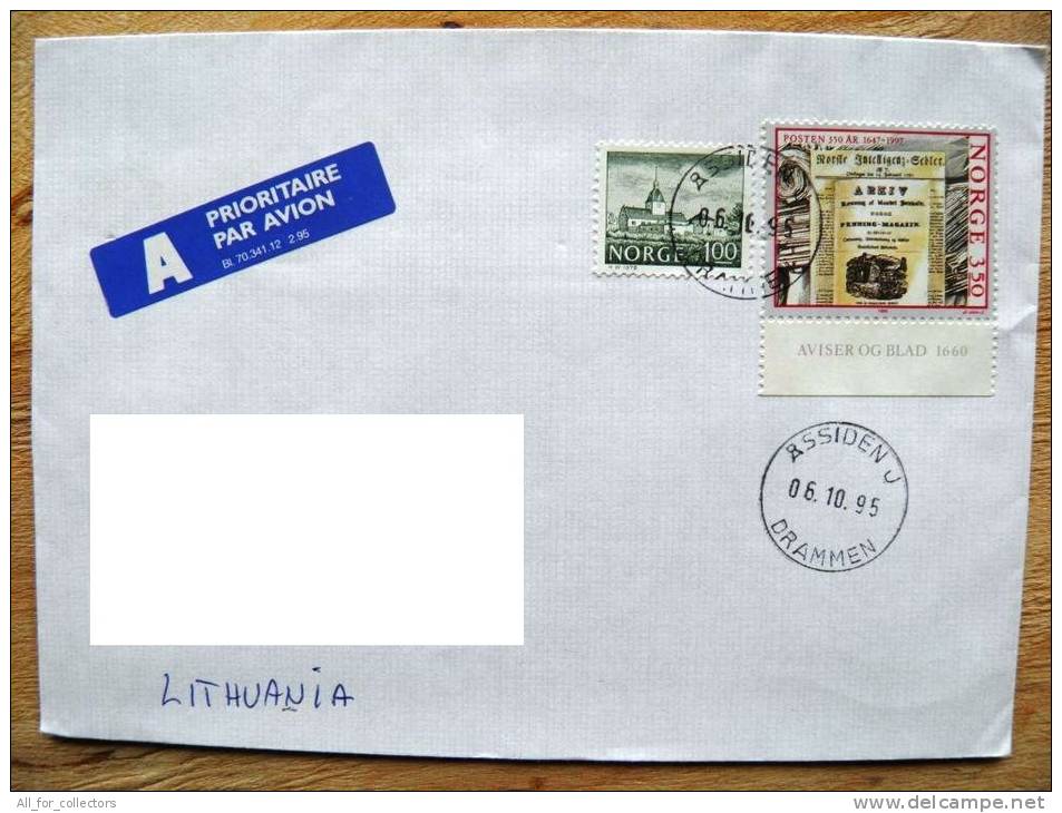 Cover Sent From Norway To Lithuania, 1995, Posten 350 - Covers & Documents