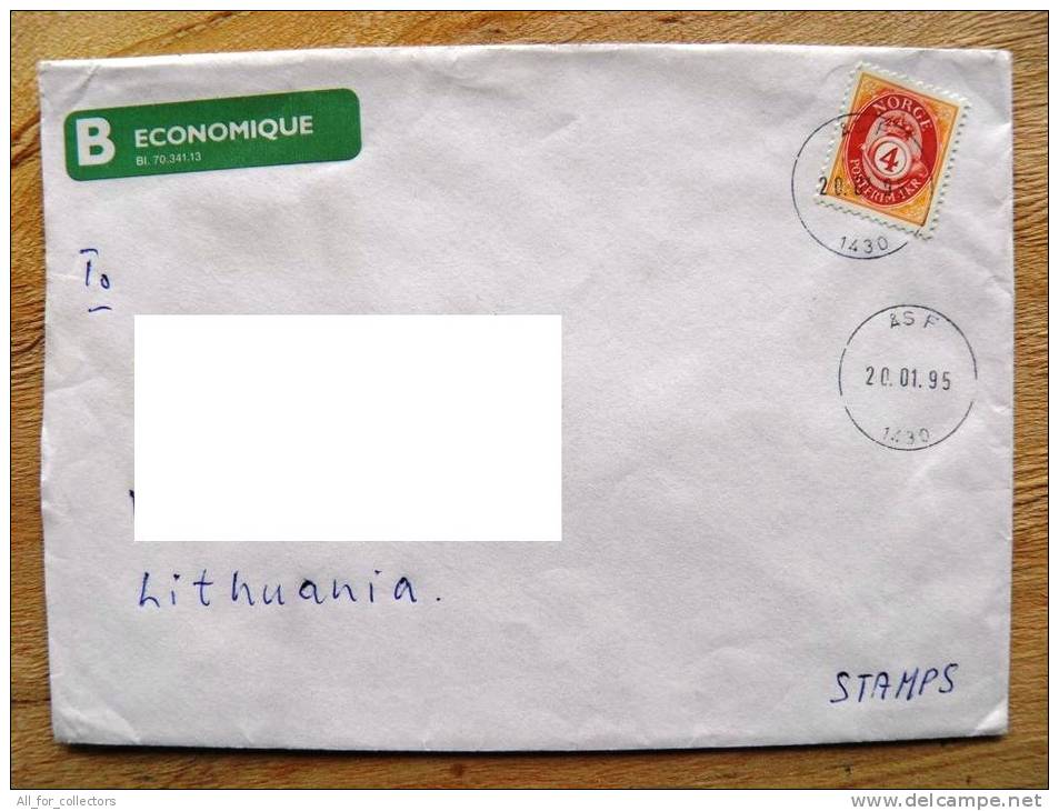 Cover Sent From Norway To Lithuania, 1995 - Lettres & Documents