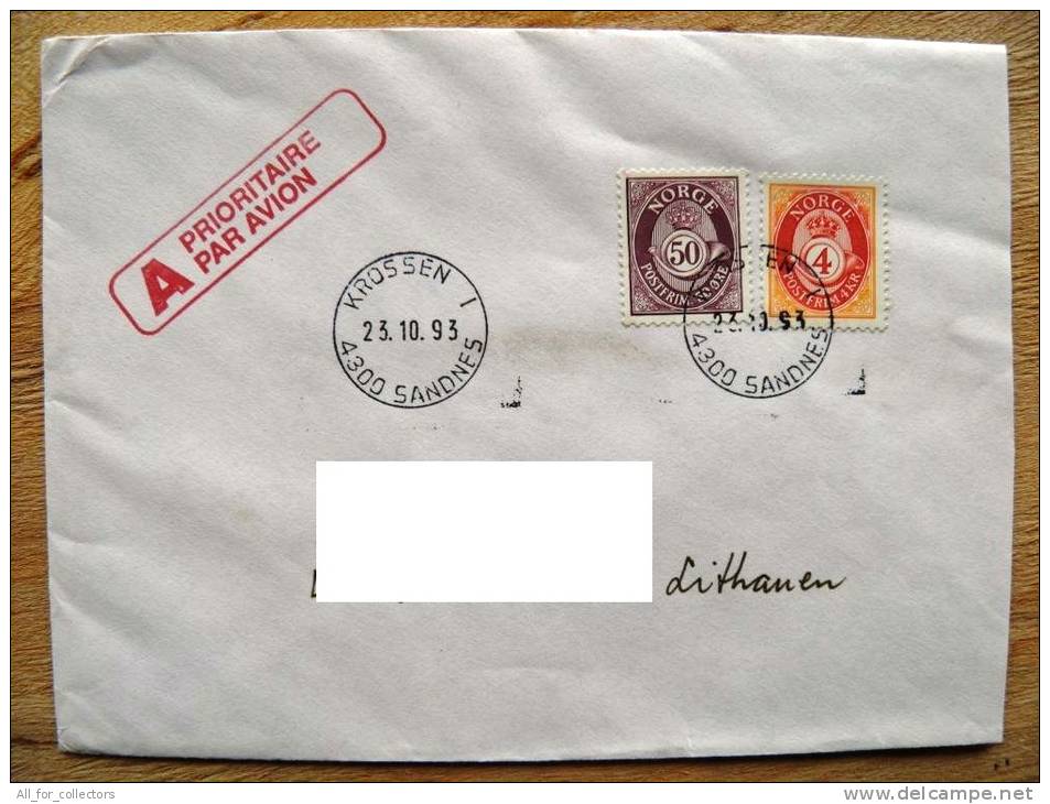 Cover Sent From Norway To Lithuania, 1993 - Lettres & Documents