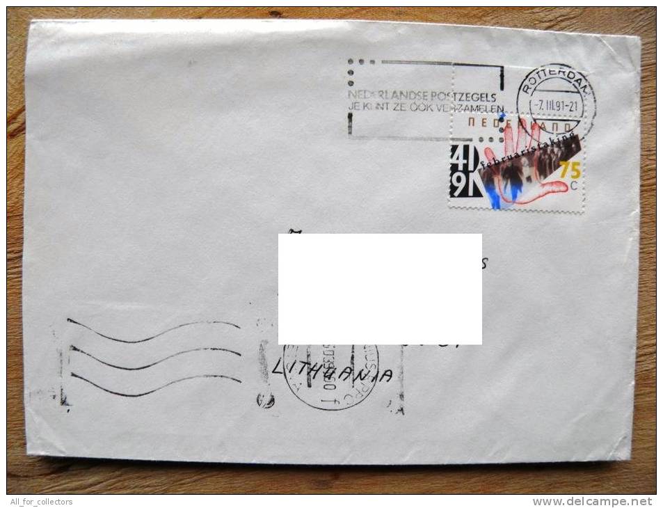 Cover Sent From Netherlands To Lithuania, 1991, Hand - Lettres & Documents