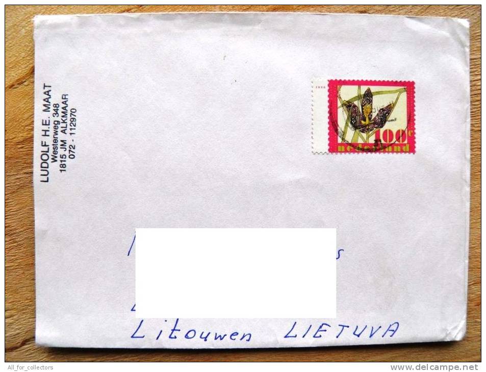 Cover Sent From Netherlands To Lithuania, 1996, Flower - Brieven En Documenten