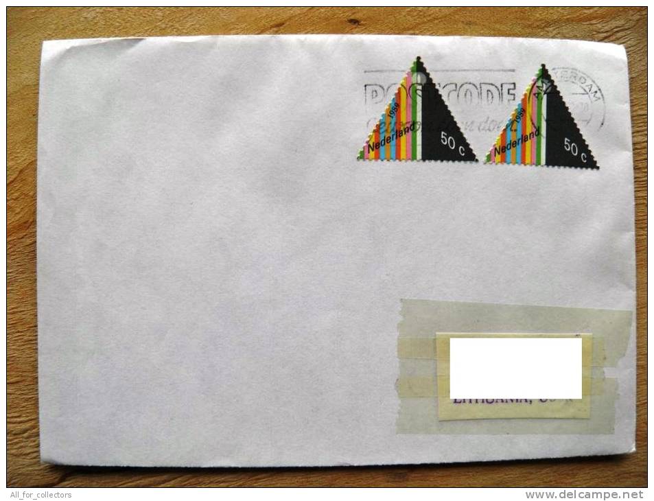 Cover Sent From Netherlands To Lithuania, 1990, Triangle Stamp, Candle Christmas, - Lettres & Documents