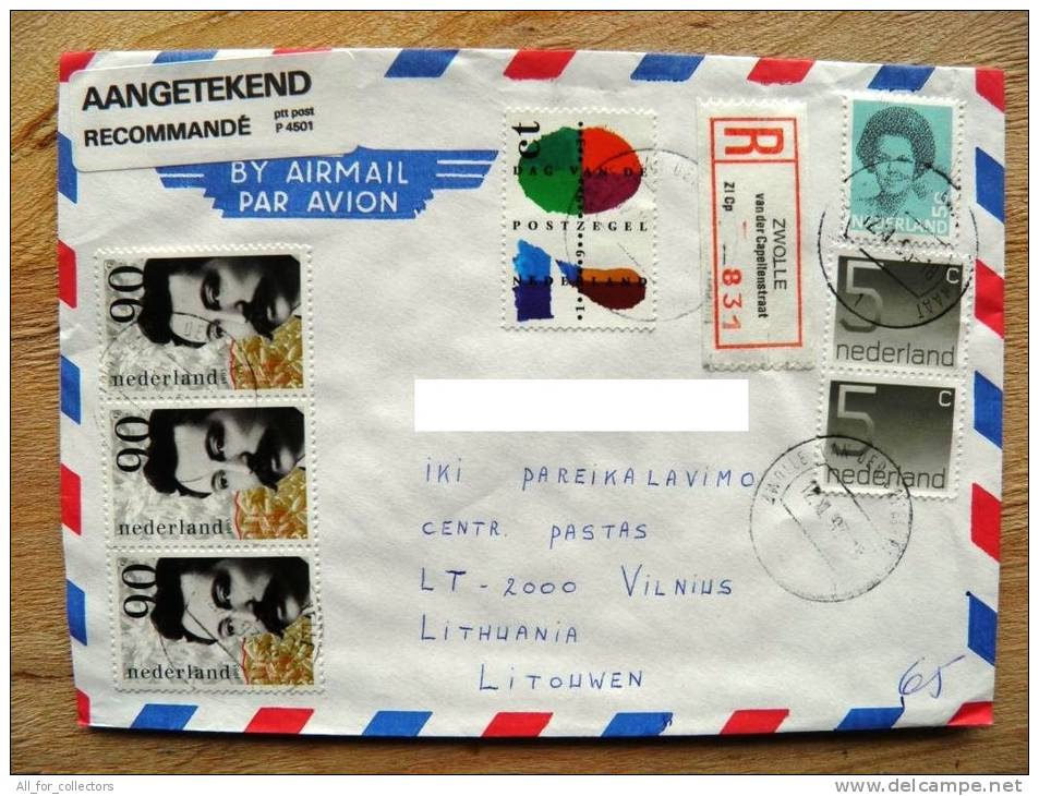 Cover Sent From Netherlands To Lithuania, 1993, Registered, Zwolle, Eijkman - Lettres & Documents