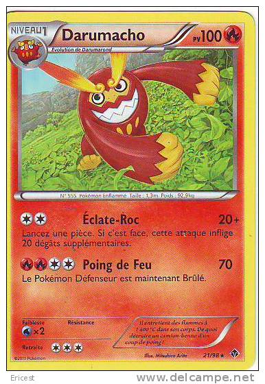 - I - CARTE POKEMON DARUMACHO 21/98 NEUVE - Autres & Non Classés