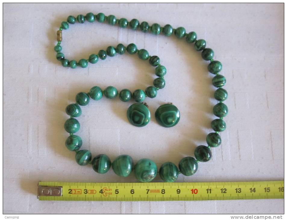 Collier Et Boucles D´oreille En Malachite - Pierres En Provenance Zaire - Collane/Catenine