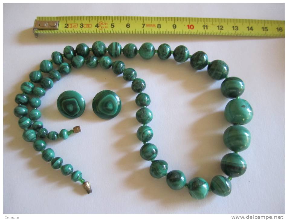 Collier Et Boucles D´oreille En Malachite - Pierres En Provenance Zaire - Collane/Catenine