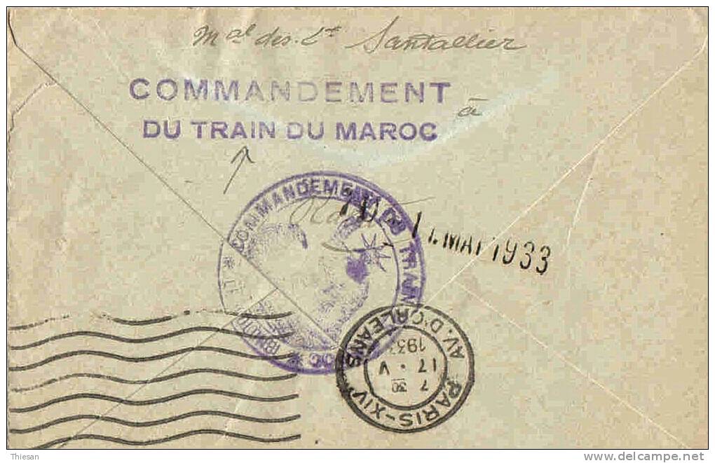 Maroc Morocco Marruecos Militaire Lettre FM Rabat 33 Commandement Du Train  Lettre Cover Carta - Lettres & Documents