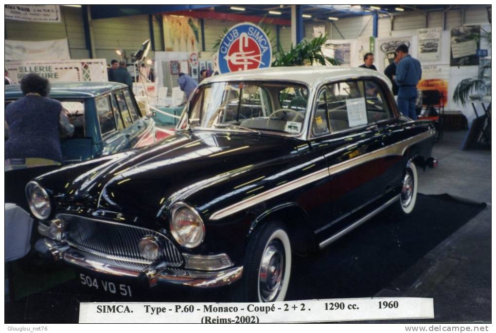 PHOTO ......AUTOMOBILE ....SIMCA TYPE P 60 MONACO COUPE REIMS  2002 ... GROS PLAN  VOIR SCANNER POUR DESCRIPTIF  COMPLET - Automobiles