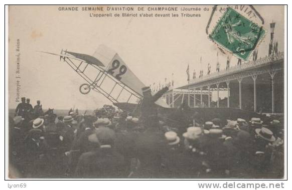 GRANDE SEMAINE D´AVIATION DE CHAMPAGNE  1909  REIMS  OBLITERATION BETHENY AVIATION BLERIOT - Reuniones