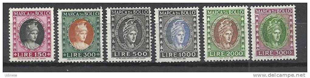 ITALY - FISCAL STAMPS - 6 DIFFERENT MINT/UNUSED - HIGH VALUES - Revenue Stamps