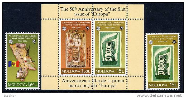 MOLDOVA 2005 50th Anniversary Of Europa Stamps MNH / **.  Michel 517-18 + Block 33 - Moldavië