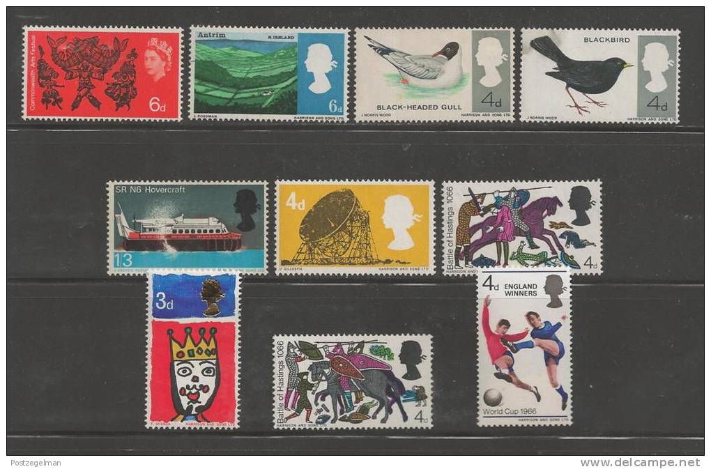 UNITED KINGDOM 1966 Mint Hinged  Stamp(s) 10 Various Loose Stamps Nrs. 392=442 - Ungebraucht