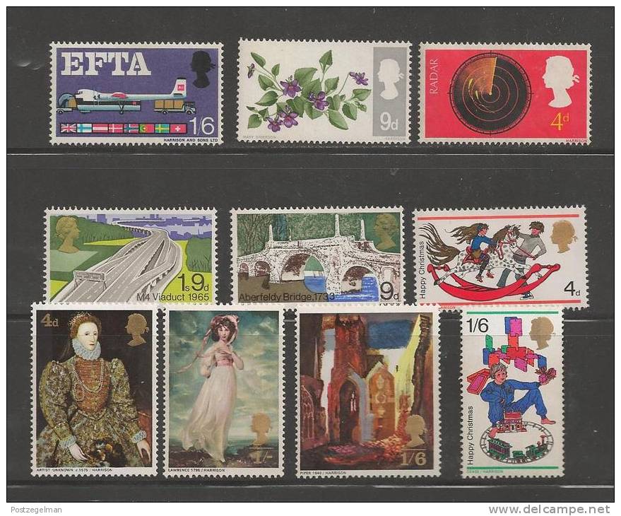 UNITED KINGDOM 1966 -8 Mint Hinged  Stamp(s) 10 Various Loose Stamps 444=495 - Neufs