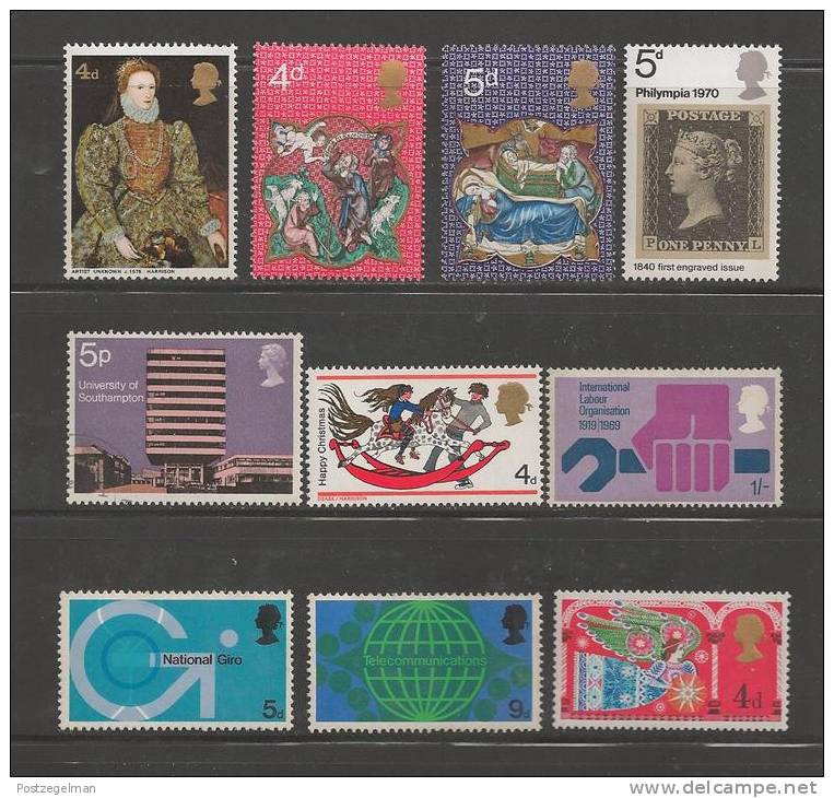 UNITED KINGDOM 1968-71 Mint Hinged  Stamp(s)  10 Various Loose Stamps Nrs. 489=584 - Neufs