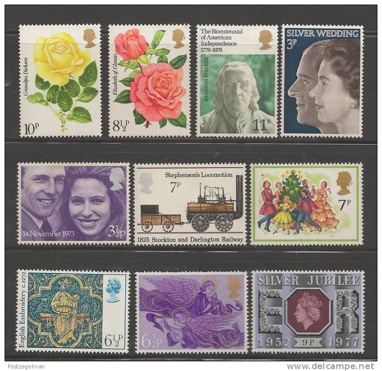 UNITED KINGDOM 1972-7 Mint Hinged Stamp(s) 10 Various Stamps Between Nr. 609=755 - Neufs