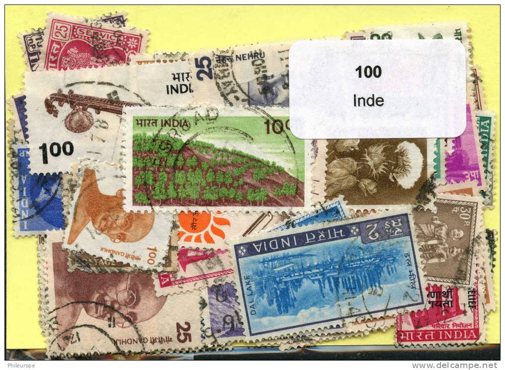 100 Timbres Thème Inde - Collections, Lots & Series