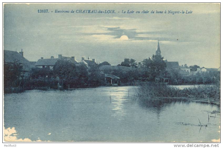 72/CPA - Environs De Chateau Du Loir - Le Loir Au Clair De Lune à Nogent Le Loir - Chateau Du Loir