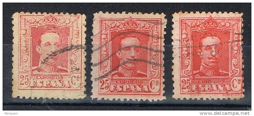 Sellos 25 Cts Alfonso XIII Vaquer, VARIEDAD Color, Num 317A-317Aa º - Usados