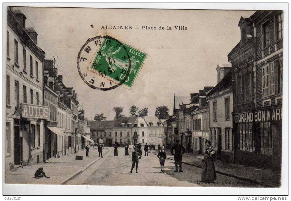 Somme - 80 - Airaines - Place De La Ville - Edition L. Caron - Amiens -  Animation -  Plan Rare - Autres & Non Classés