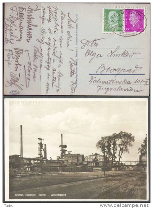 GERMANY - DEUTSCHE REICH  - PERFINS   ´´ L H A ?? ´´  -  BAHNPOST BRESLAU  BEUTHEN - POST CARD -  BEUTHEN - 1933 - Perfins